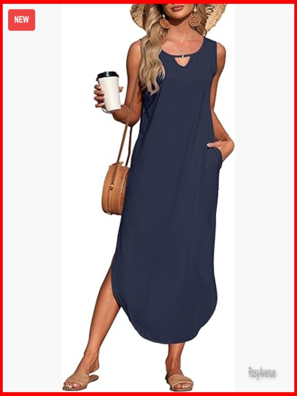Sleeveless Maxi Dress with Pockets, Loose Fit Summer Beach Dress